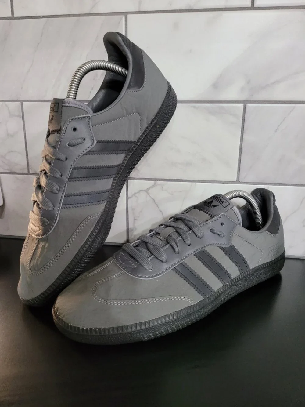 ADIDAS Samba OG Originals Grey Nylon Reflective Gum Sole Men's Size 9.5 (#3124)